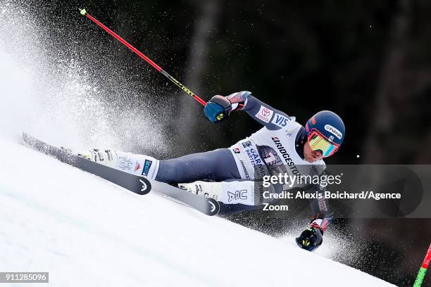 Ted Ligety of USA competes during the Audi FIS Alpine Ski World Cup Men's Giant Slalom on January 28, 2018 in Garmisch-Partenkirchen, Germany.