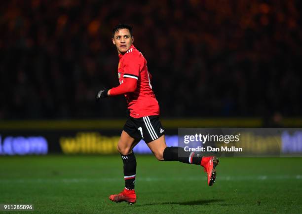 Alexis Sanchez of Manchester United runs into space during the Emirates FA Cup Fourth Round match between Yeovil Town and Manchester United at Huish...