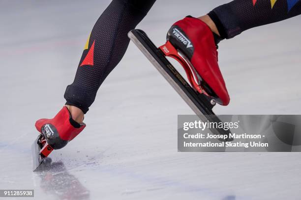 Mihaela Hogas of Romania starts in the Ladies 500m during day two of the ISU Junior World Cup Speed Skating at Olympiaworld Ice Rink on January 28,...