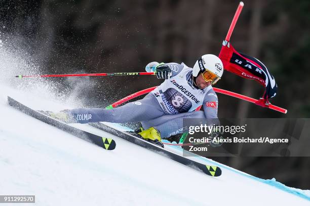 Thomas Fanara of France competes during the Audi FIS Alpine Ski World Cup Men's Giant Slalom on January 28, 2018 in Garmisch-Partenkirchen, Germany.