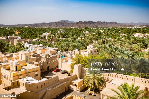 palm trees surrounding nizwa, oman - february 28, 2016 - maskat stock pictures, royalty-free photos & images