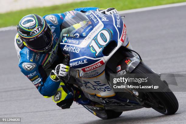 Xavier Simeon of Belgium and Reale Avintia Racing rounds the bend during the MotoGP Tests In Sepang at Sepang Circuit on January 28, 2018 in Kuala...