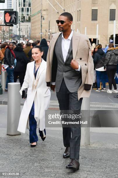 Chris Boshs and Adrienne Bosh attends Roc Nation THE BRUNCH on January 27, 2018 in New York City.