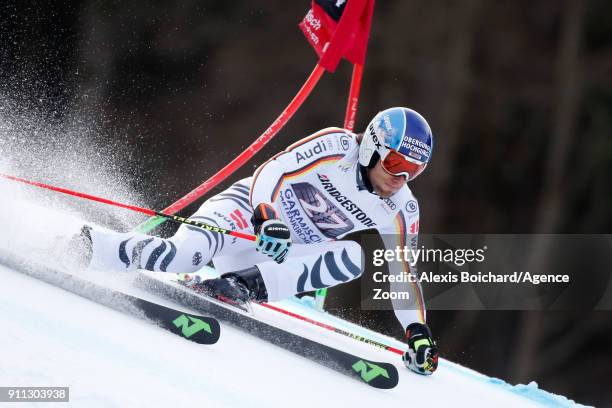 Fritz Dopfer of Germany competes during the Audi FIS Alpine Ski World Cup Men's Giant Slalom on January 28, 2018 in Garmisch-Partenkirchen, Germany.