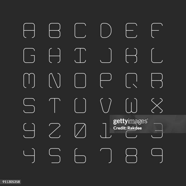 thin alphabet - typography series - personality type stock illustrations