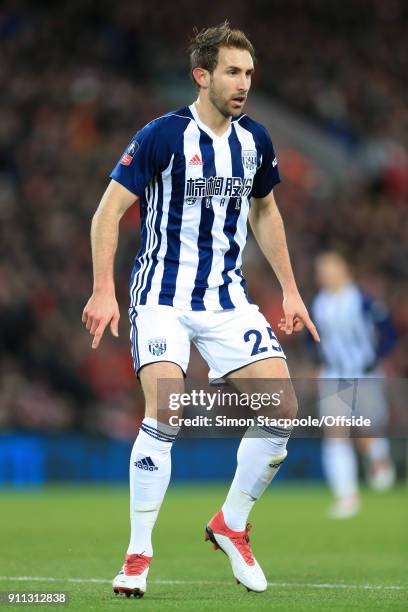 Craig Dawson of West Brom in action during The Emirates FA Cup Fourth Round match between Liverpool and West Bromwich Albion at Anfield on January...