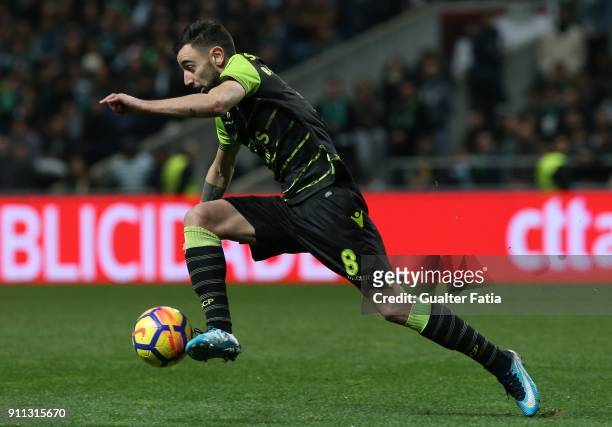 Sporting CP midfielder Bruno Fernandes from Portugal in action during the Portuguese League Cup Final match between Vitoria de Setubal and Sporting...