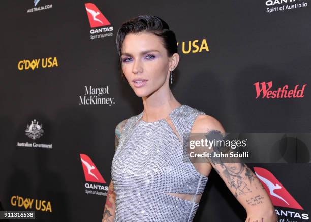 Ruby Rose attends the 2018 G'Day USA Black Tie Gala at InterContinental Los Angeles Downtown on January 27, 2018 in Los Angeles, California.