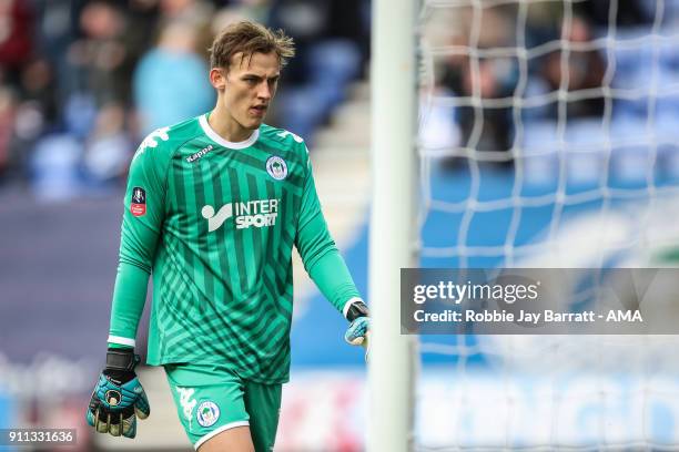 Christian Walton of Wigan Athletic during the The Emirates FA Cup Fourth Round match between Wigan Athletic and West Ham United on January 27, 2018...