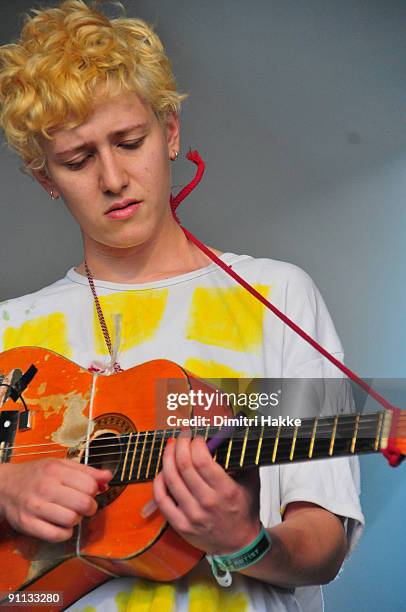 Mica Levi of Micachu and the Shapes perform on stage on the first day of Lowlands Festival at Evenemententerrein Walibi World on August 21, 2009 in...