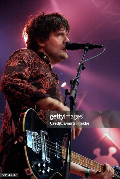 James Righton of Klaxons performs on stage on the first day of Lowlands Festival at Evenemententerrein Walibi World on August 21, 2009 in...