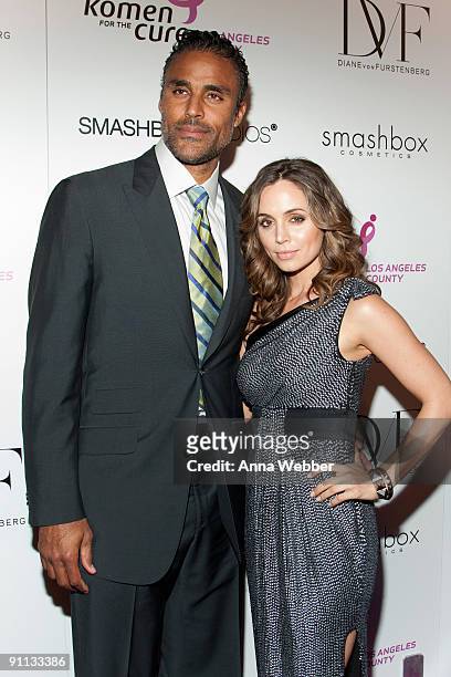 Rick Fox and Actress Eliza Dushku arrive at Susan G. Komen's 8th Annual Fashion For The Cure at Smashbox West Hollywood on September 24, 2009 in West...