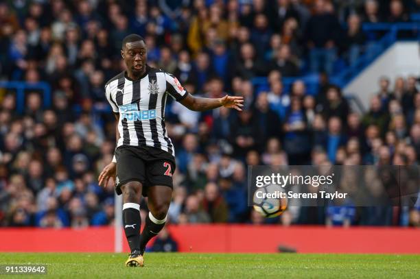 Henri Saivet of Newcastle United passes the ball during The FA Cup Fourth Round between Chelsea and Newcastle United at Stamford Bridge on January 28...