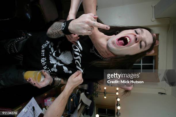Alexi Laiho from Children Of Bodom wrestles with various band mates in Finland in 2006