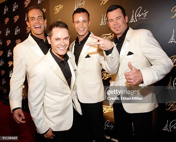 Toby Allen, Michael Tierney, Andrew Tierney and Phil Burton of the Australian vocal group Human Nature arrive at a screening of "Fame" at the Paris...