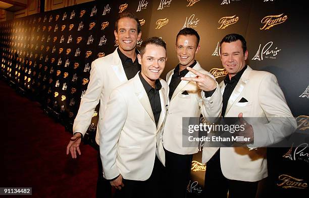 Toby Allen, Michael Tierney, Andrew Tierney and Phil Burton of the Australian vocal group Human Nature arrive at a screening of "Fame" at the Paris...