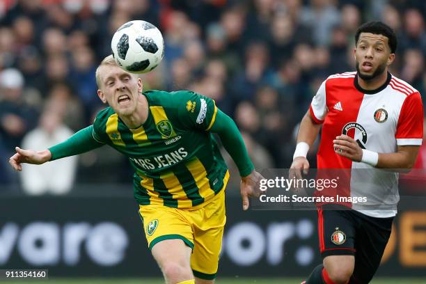 Lex Immers of ADO Den Haag, Tonny Vilhena of Feyenoord during the Dutch Eredivisie match between Feyenoord v ADO Den Haag at the Stadium Feijenoord...