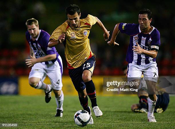 Labinot Haliti of the Jets controls the ball during the round eight A-League match between the Newcastle Jets and the Perth Glory at EnergyAustralia...