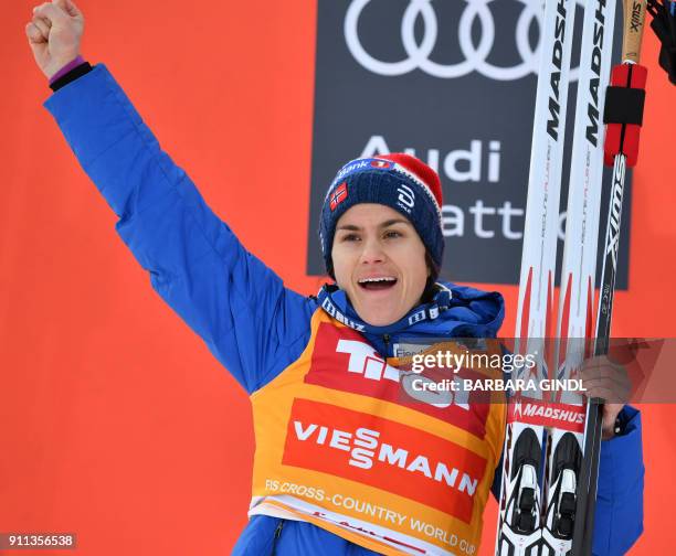 Heidi Weng of Norway reacts after the Ladies FIS Cross Country 10 km Mass Start World Cup on January 28, 2018 in Seefeld, Austria. / AFP PHOTO / APA...