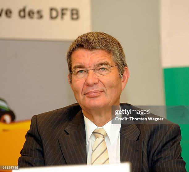 Jens Beutel, lord mayor of Mainz looks on during the opening ceremony for the 1000. DFB Mini Soccer field at the Gleisberg Schule on September 25,...