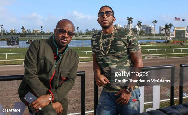 Jermaine Dupri and Ludacris at the Pegasus World Cup Invitational's LIV Boardwalk Pop-Up at Gulfstream Park on January 27, 2018 in Hallandale,...