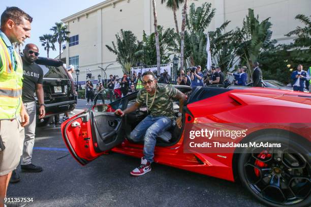 Ludacrius arrives at Gulfstream Park on January 27, 2018 in Hallandale, Florida.