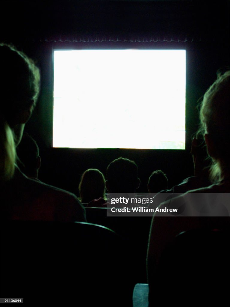 People Watching a Glowing Screen