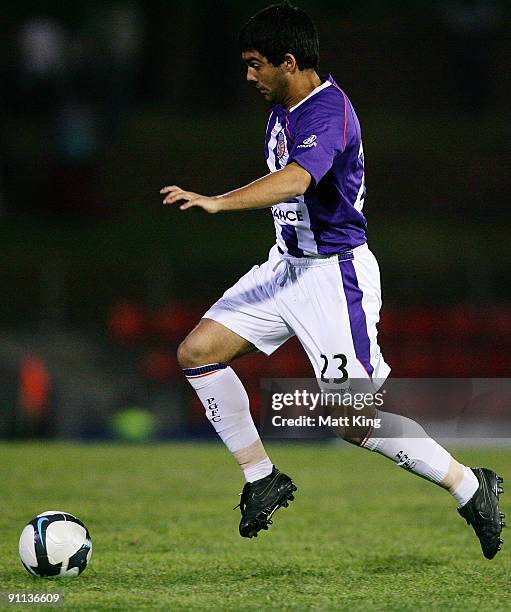 Andrija Jukic of the Glory controls the ball during the round eight A-League match between the Newcastle Jets and the Perth Glory at EnergyAustralia...