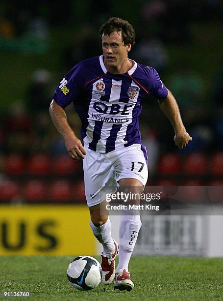 Todd Howarth of the Jets controls the ball during the round eight A-League match between the Newcastle Jets and the Perth Glory at EnergyAustralia...