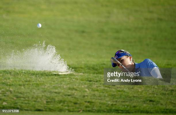 Lexi Thompson hits her third shot on the 4th hole during the second round of the Pure Silk Bahamas LPGA Classic at the Ocean Club Golf Course on...