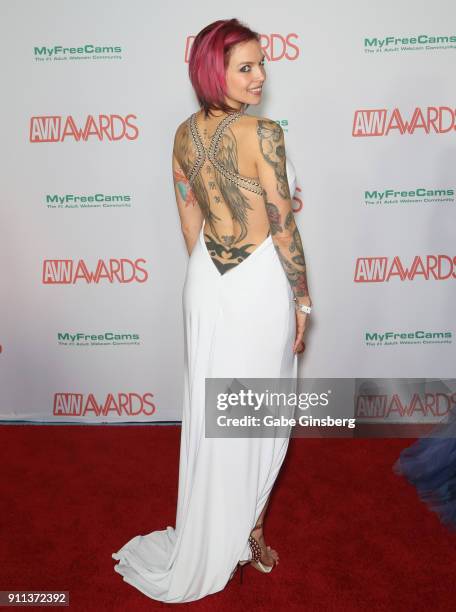 Adult film actress Anna Bell Peaks attends the 2018 Adult Video News Awards at the Hard Rock Hotel & Casino on January 27, 2018 in Las Vegas, Nevada.