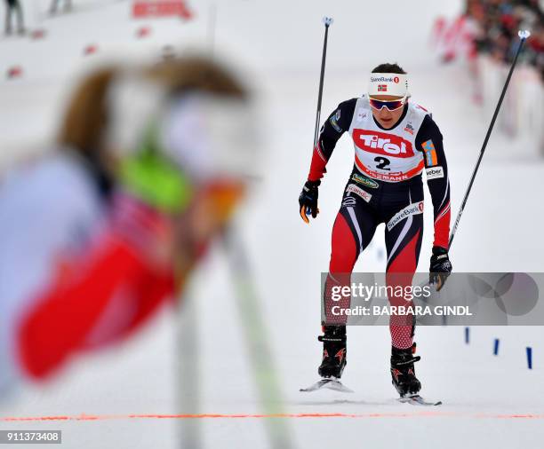 Ingvild Flugstad Oestberg of Norway competes during the Ladies FIS Cross Country 10 km Mass Start World Cup on January 28, 2018 in Seefeld, Austria....