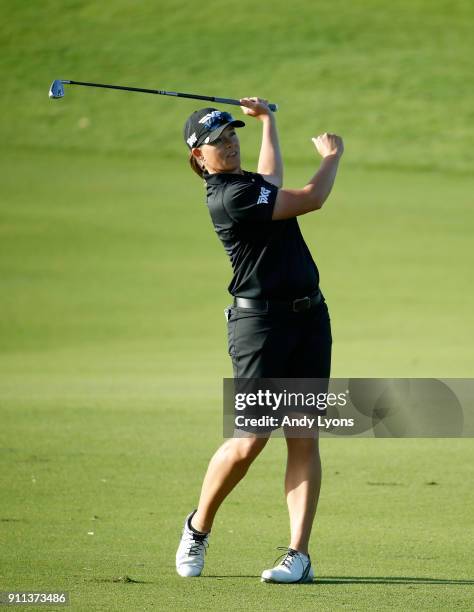 Katherine Kirk of Australia hits her second shot on the 6th hole during the second round of the Pure Silk Bahamas LPGA Classic at the Ocean Club Golf...