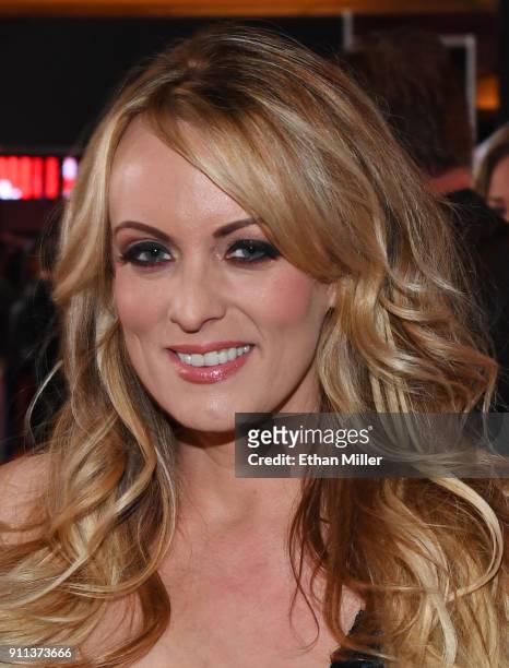 Adult film actress/director Stormy Daniels attends the 2018 Adult Video News Awards at the Hard Rock Hotel & Casino on January 27, 2018 in Las Vegas,...