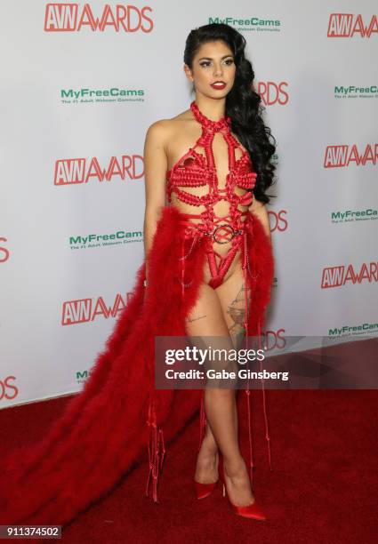 Adult film actress Gina Valentina attends the 2018 Adult Video News Awards at the Hard Rock Hotel & Casino on January 27, 2018 in Las Vegas, Nevada.