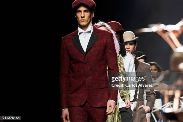 Models walk the runway at the Ion Fiz fashion show during the Mercedes Benz Fashion Week Autumn/Winter 2018 at Ifema on January 28, 2018 in Madrid,...