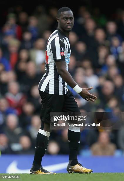 Henri Saivet of Newcastle United reacts during The Emirates FA Cup Fourth Round match between Chelsea and Newcastle on January 28, 2018 in London,...