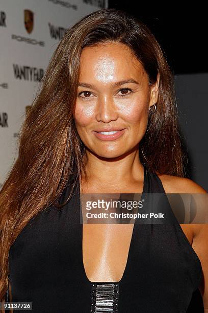 Actress Tia Carrere arrives at the launch of the new Porsche Panamera celebrated by Porsche and Vanity Fair held at Milk Studios on September 24,...