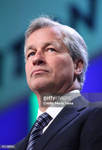 James Dimon, Chairman and CEO of JP Morgan Chase, attends a panel on finance at the Clinton Global Initiative September 25, 2009 in New York City....