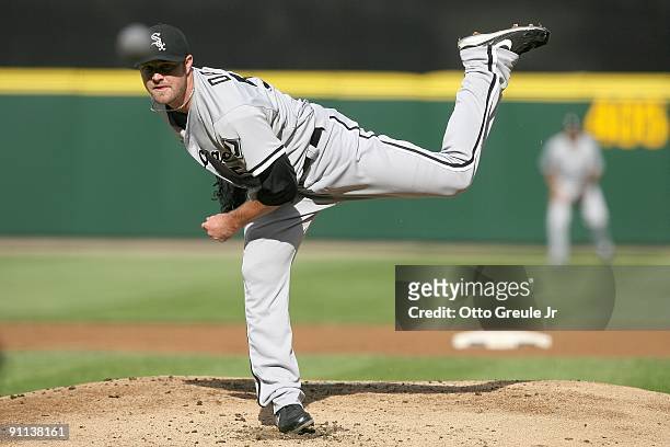 John Danks of the Chicago White Sox pitches during the game against the Seattle Mariners on September 17, 2009 at Safeco Field in Seattle, Washington.