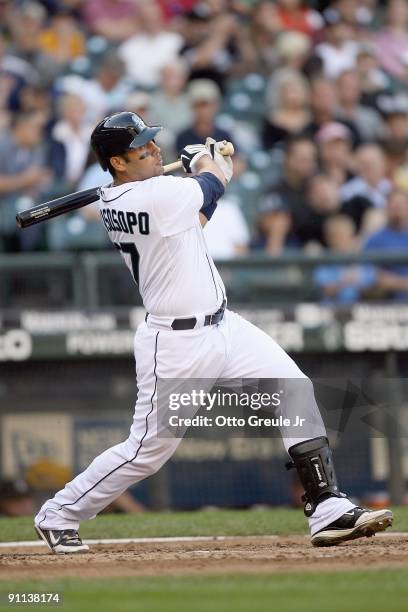 Matt Tuiasosopo of the Seattle Mariners swings at the pitch during the game against the Chicago White Sox on September 17, 2009 at Safeco Field in...