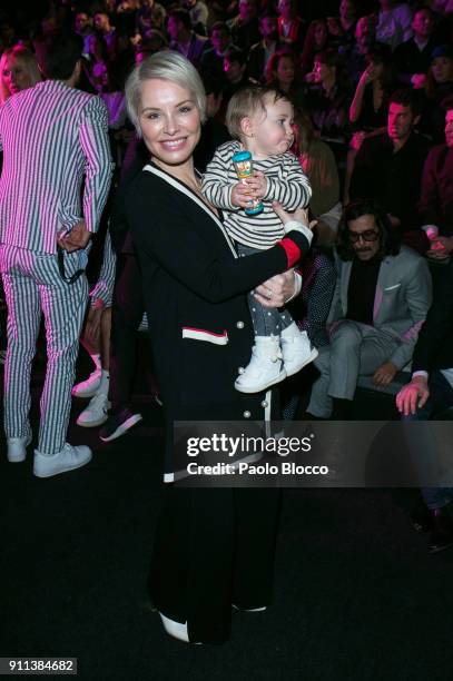 Soraya Arnelas and her doughter attend the front row of Garcia Madrid show during Mercedes Benz Fashion Week Madrid Autumn / Winter 2018 at Ifema on...