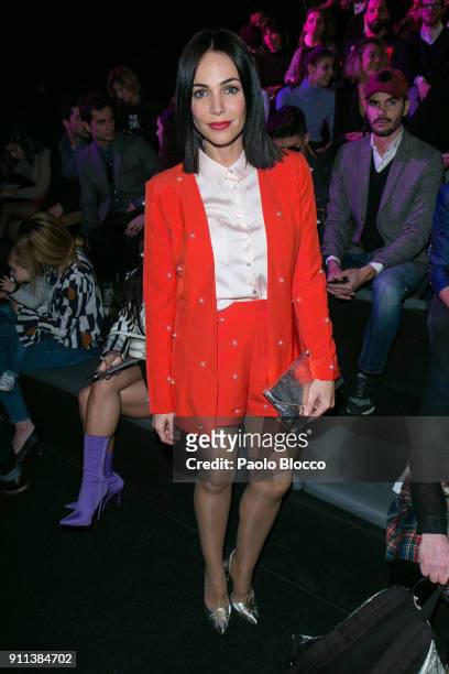 Actress Nerea Garmendia attends the front row of Garcia Madrid show during Mercedes Benz Fashion Week Madrid Autumn / Winter 2018 at Ifema on January...