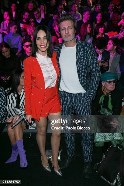 Nerea Garmendia and Jesus Olmedo attend the front row of Garcia Madrid show during Mercedes Benz Fashion Week Madrid Autumn / Winter 2018 at Ifema on...