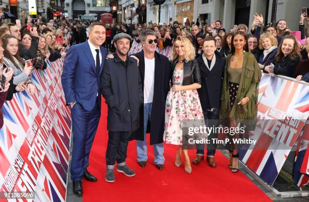 David Walliams, Anthony McPartlin, Simon Cowell, Amanda Holden, Declan Donnelly and Alesha Dixon attend Britain's Got Talent London auditions at...