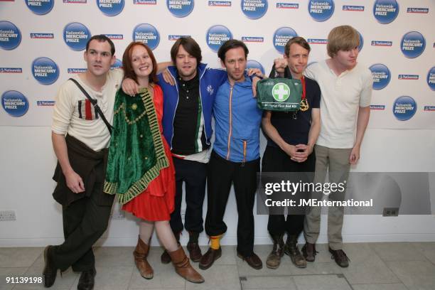 Photo of Abi FRY and BRITISH SEA POWER and NOBLE and Phil SUMNER and YAN and HAMILTON and WOOD, Group portrait at the nominations for the Nationwide...