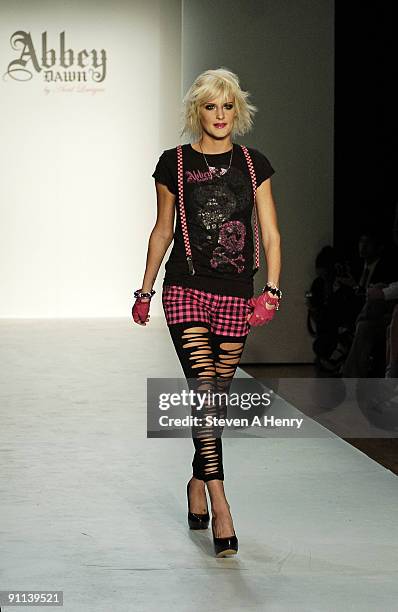Model walks the runway at the Abbey Dawn by Avril Lavigne during Style360 Fashion Week at Metropolitan Pavilion on September 14, 2009 in New York...