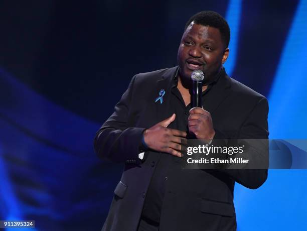 Actor/comedian Aries Spears co-hosts the 2018 Adult Video News Awards at The Joint inside the Hard Rock Hotel & Casino on January 27, 2018 in Las...