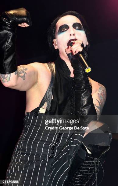 Photo of MARILYN MANSON; Marlyn Manson performs in concert 10/22/03 at Roseland Ballroom in New York City