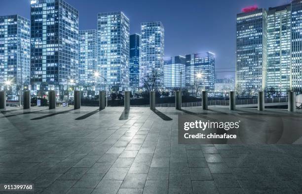 modern building group of beijing - bollards stock pictures, royalty-free photos & images